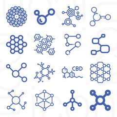 16 pack of chemical chain  lineal web icons set
