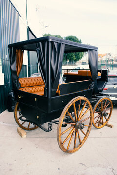 Old restored carriage in vintage style