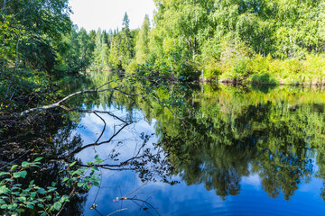 Marble Lake in Ruskeala Mountain Park. Karelia, Russia. An old abandoned quarry, which delivered stone for almost three centuries,  a monument to the industrial history 