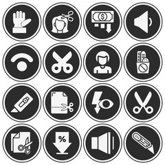 16 pack of reduced  filled web icons set