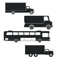 set of trucks and Bus. set of icon bus and truck
