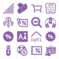 16 pack of inferior  filled web icons set