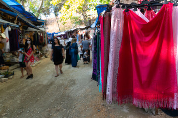 Fototapeta premium Hatay/Turkey- September 13 2020: Street vendors in the harbiye area and people visiting this area.