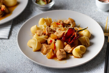 Pipe rigate pasta with chicken