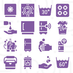 16 pack of refrigerator  filled web icons set