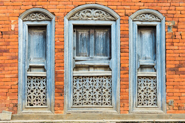 Colorful wooden windows, Bandipur, Tanahun district, Nepal