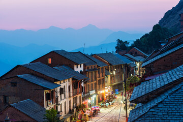 Night street scene in the mountain village of Bandipur, Tanahun district, Nepal © Gabrielle