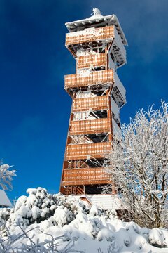 
Lookout tower at Velk&yacute; Javornik in the Beskydy Mountains in Moravia in the Czech Republic.
