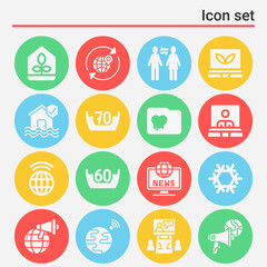 16 pack of warming  filled web icons set