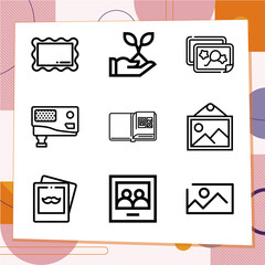 Simple set of 9 icons related to still