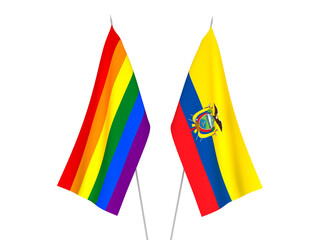 Ecuador and Rainbow gay pride flags