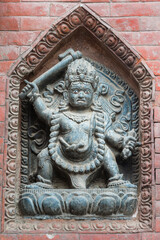 Fototapeta na wymiar Deity statue, Swayambunath or Monkey Temple, Unesco World Heritage Site, Kathmandu, Nepal, Asia