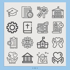 Simple set of establishment related lineal icons.