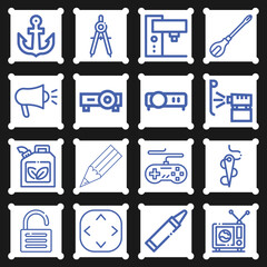 16 pack of geography  lineal web icons set