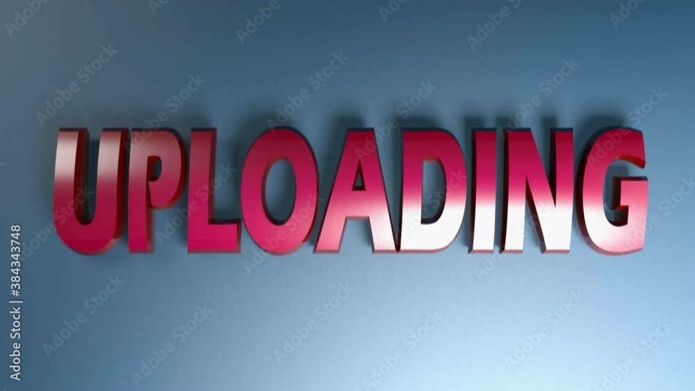 Poster uploading red write on blue background with horizontal bars moving from one side to the other - 3d r