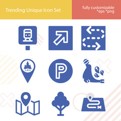 Simple set of pathway related filled icons.