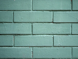 Green brick wall as background and texture