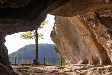 Rock cave with the name Kuhstall in Saxon Switzerland. Germany