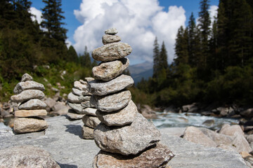 Stacked stones on the 