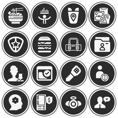 16 pack of password  filled web icons set
