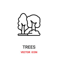 trees icon vector symbol. forest symbol icon vector for your design. Modern outline icon for your website and mobile app design.