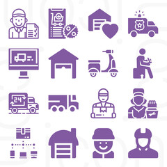 16 pack of courier  filled web icons set