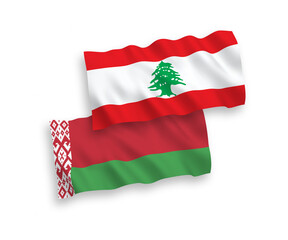Flags of Lebanon and Belarus on a white background