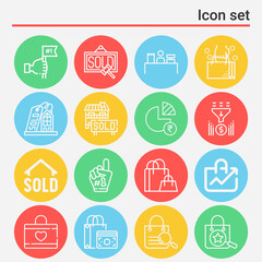 16 pack of copies  lineal web icons set