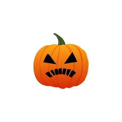 Illustration. Halloween Pumpkin. Jack's insidious smile. Orange pumpkin lantern with a smirk.