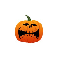 Illustration. Halloween Pumpkin.  Orange pumpkin lantern with a smirk.