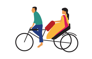 Fototapeta premium person riding a cycle riksha vector design illustration