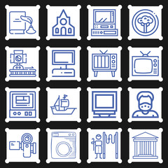 16 pack of cameras  lineal web icons set