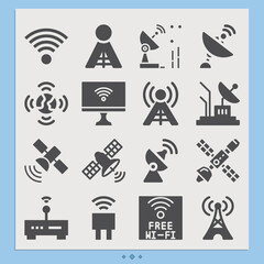 Fototapeta premium Simple set of solar array related filled icons.