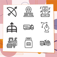 Simple set of 9 icons related to heavy