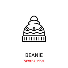 beanie icon vector symbol. beanie symbol icon vector for your design. Modern outline icon for your website and mobile app design.