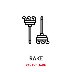 rake icon vector symbol. rake symbol icon vector for your design. Modern outline icon for your website and mobile app design.