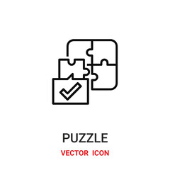 Fototapeta na wymiar puzzle icon vector symbol. jigsaw symbol icon vector for your design. Modern outline icon for your website and mobile app design.