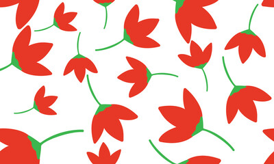 seamless background with red flowers vector design illustration