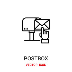 postbox icon vector symbol. postbox symbol icon vector for your design. Modern outline icon for your website and mobile app design.