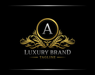 Luxury Gold A Letter Vintage Logo template perfect for Restaurant, Royalty, Boutique, Cafe, Hotel, Heraldic, Jewelry, Fashion and other vector illustration