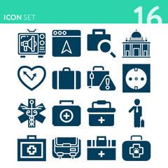 Simple set of 16 icons related to threshold