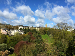 Fototapeta na wymiar The Center of Luxembourg City with blue sky at spring Luxembourg