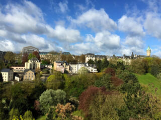 Fototapeta na wymiar The Center of Luxembourg City with blue sky at spring Luxembourg