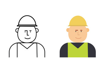 Set of Engineer vectors, filled and out lined design illustration