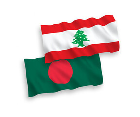 Flags of Lebanon and Bangladesh on a white background