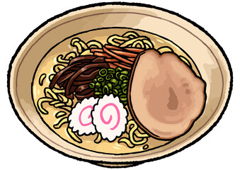 手描き食べ物イラスト 担々麺のイラスト Wall Mural Kinusara