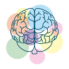 brain human with colors spheres mental health care icon