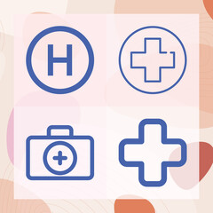 Simple set of mental institution related lineal icons