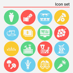 16 pack of crops  filled web icons set