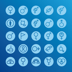 bundle of twenty five gender symbols of sexual orientation block style icons